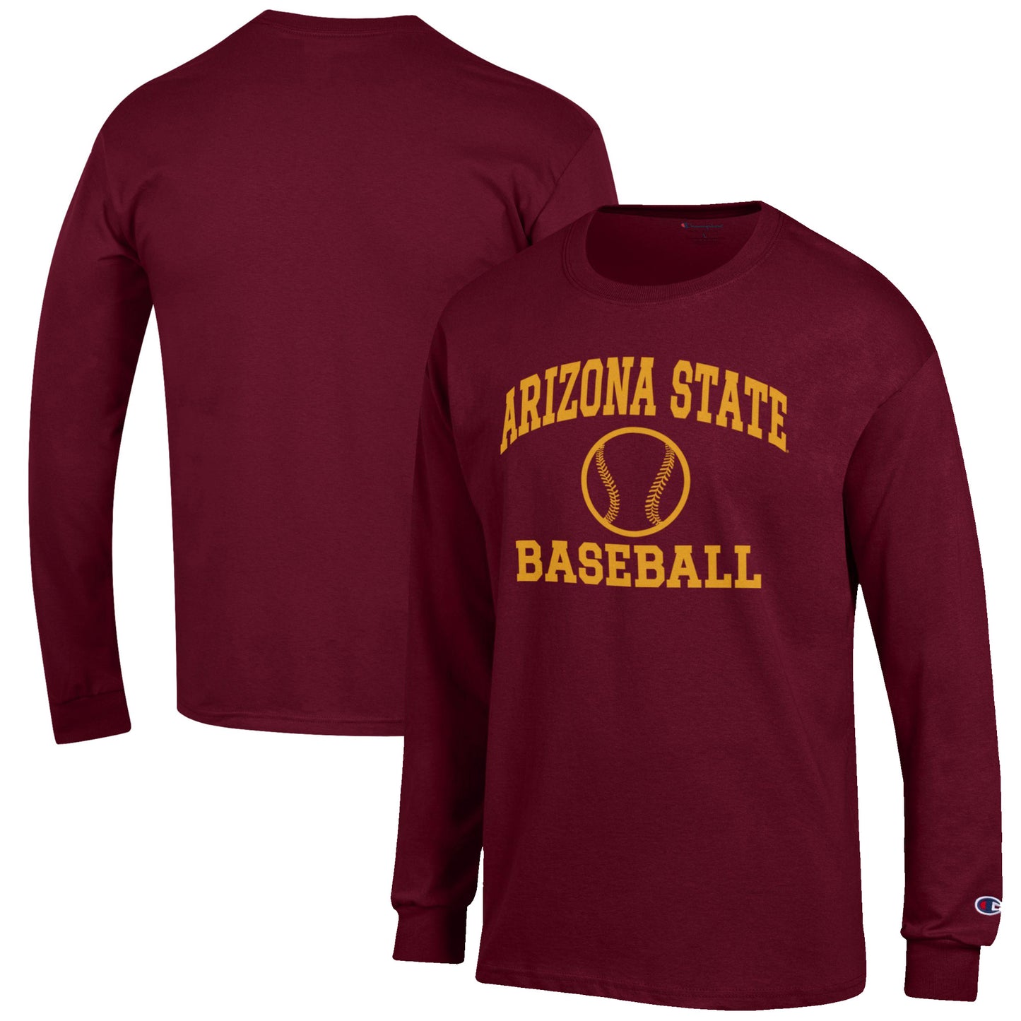 Men's Champion Maroon Arizona State Sun Devils Baseball Icon Long Sleeve T-Shirt