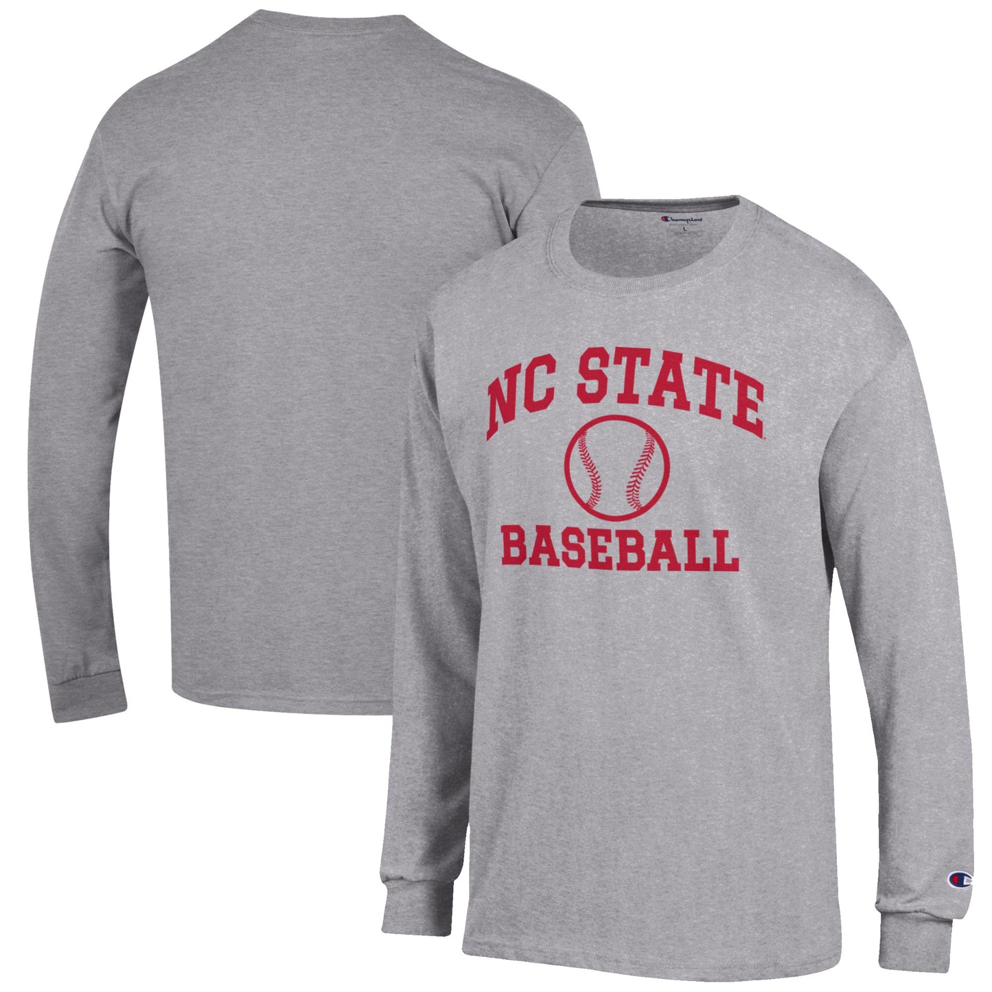 Men's Champion Gray NC State Wolfpack Baseball Icon Long Sleeve T-Shirt