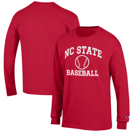 Men's Champion Red NC State Wolfpack Baseball Icon Long Sleeve T-Shirt