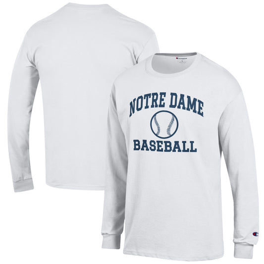 Men's Champion White Notre Dame Fighting Irish Baseball Icon Long Sleeve T-Shirt