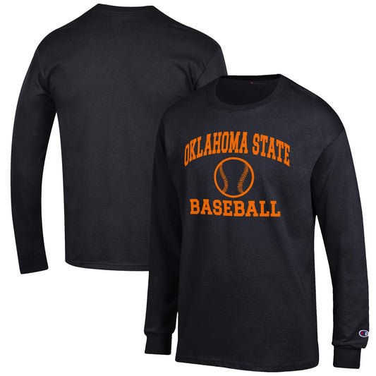 Men's Champion Black Oklahoma State Cowboys Baseball Icon Long Sleeve T-Shirt