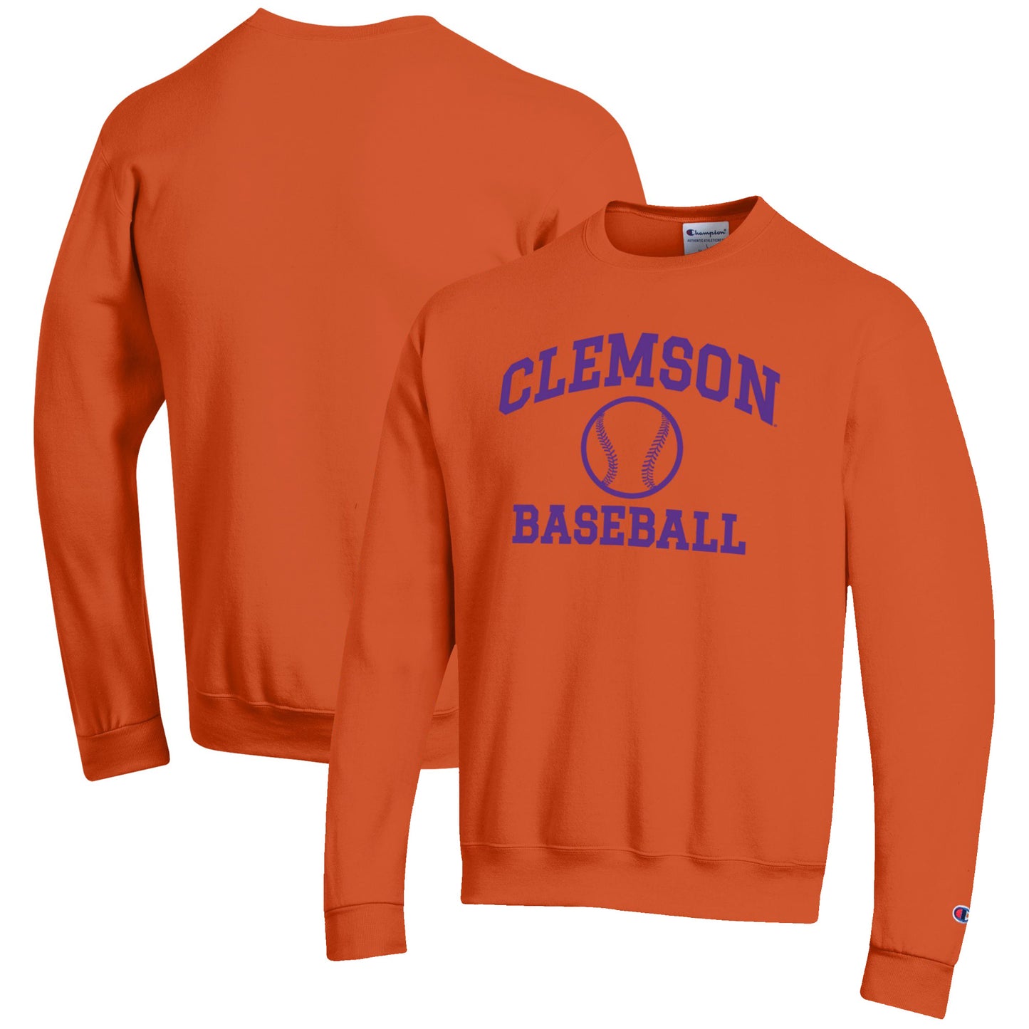 Men's Champion Orange Clemson Tigers Baseball Icon Crewneck Pullover Sweatshirt