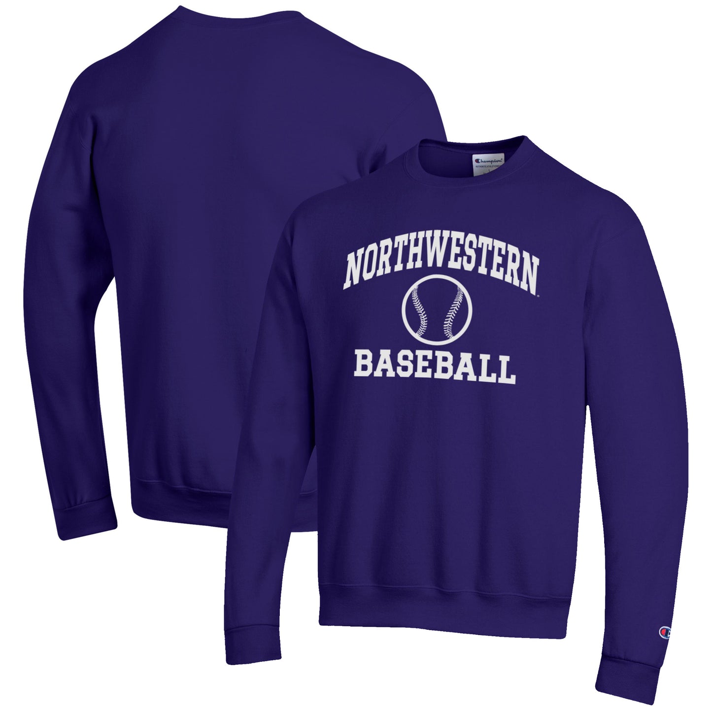 Men's Champion Purple Northwestern Wildcats Baseball Icon Crewneck Pullover Sweatshirt