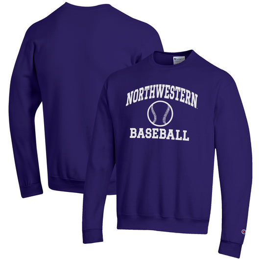 Men's Champion Purple Northwestern Wildcats Baseball Icon Crewneck Pullover Sweatshirt