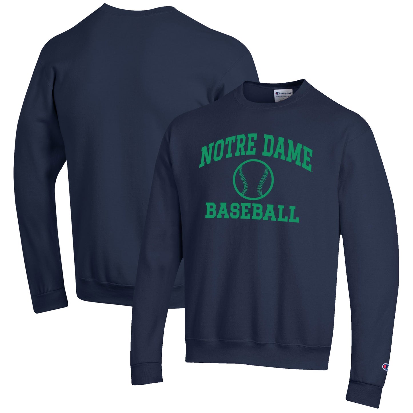 Men's Champion Navy Notre Dame Fighting Irish Baseball Icon Crewneck Pullover Sweatshirt