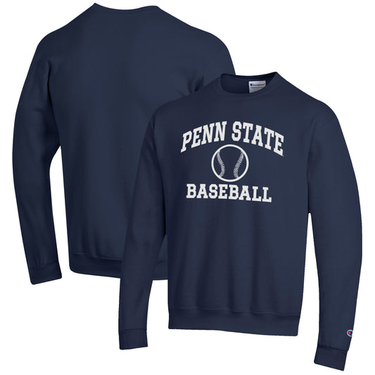 Men's Champion Navy Penn State Nittany Lions Baseball Icon Crewneck Pullover Sweatshirt