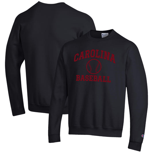 Men's Champion Black South Carolina Gamecocks Baseball Icon Crewneck Pullover Sweatshirt