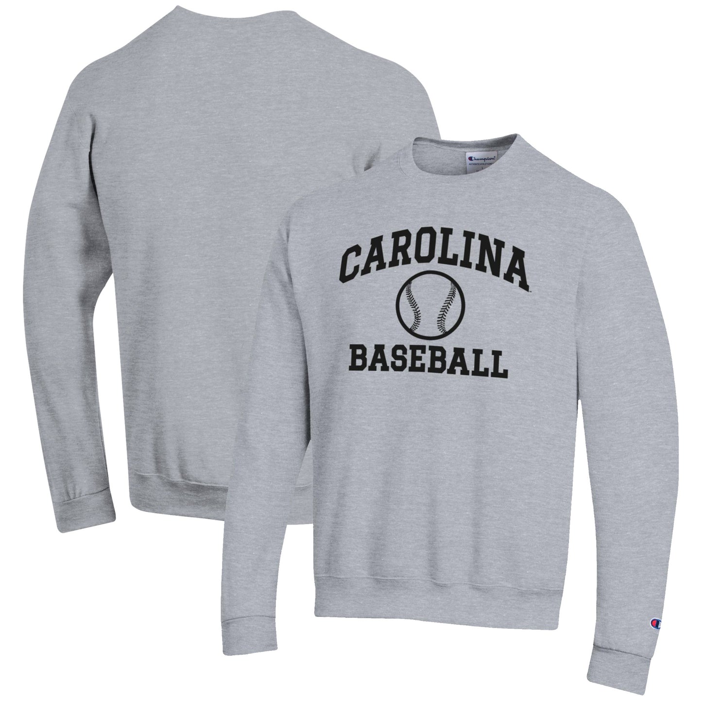 Men's Champion Gray South Carolina Gamecocks Baseball Icon Crewneck Pullover Sweatshirt