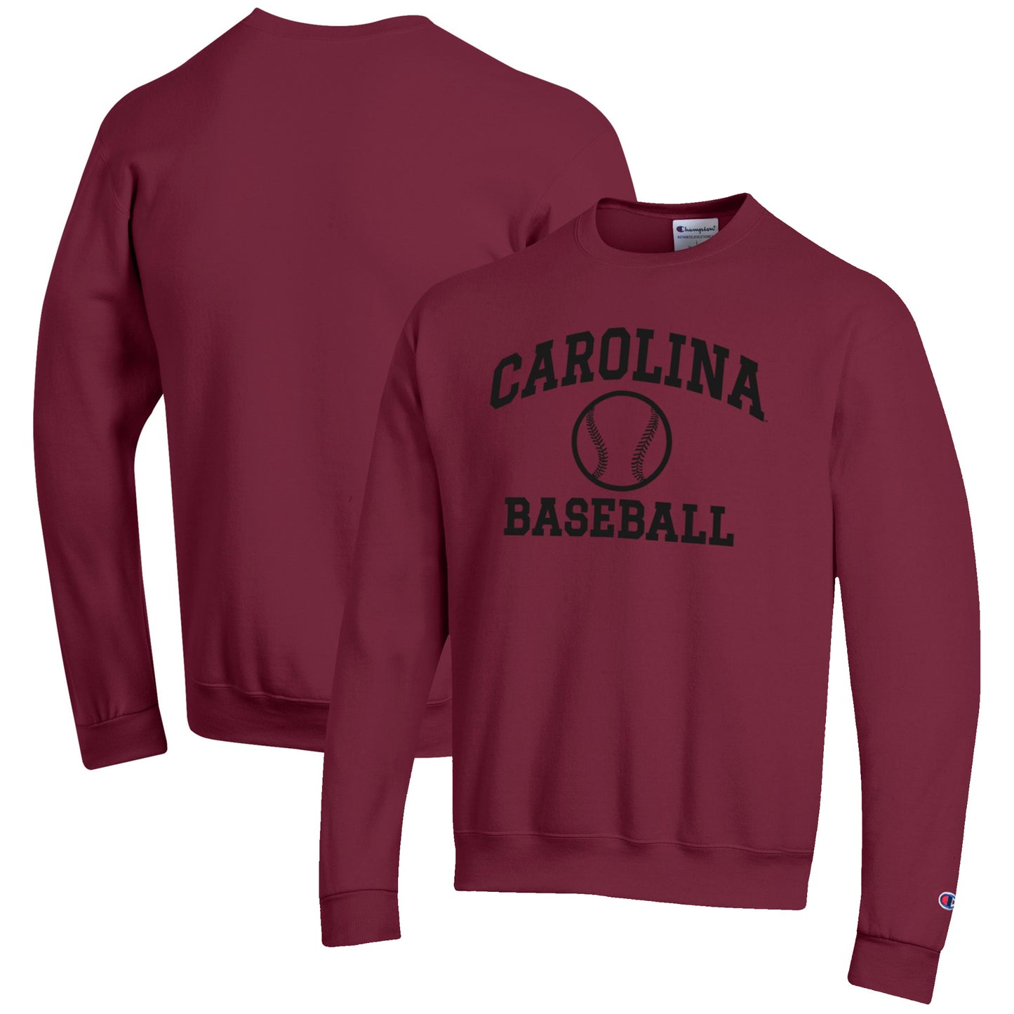 Men's Champion Garnet South Carolina Gamecocks Baseball Icon Crewneck Pullover Sweatshirt