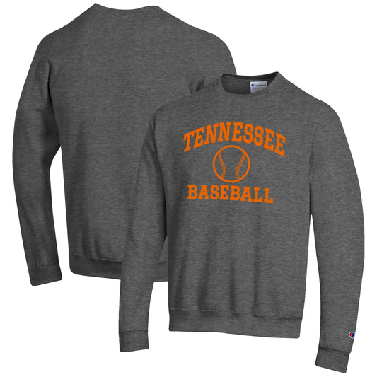 Men's Champion Charcoal Tennessee Volunteers Baseball Icon Crewneck Pullover Sweatshirt