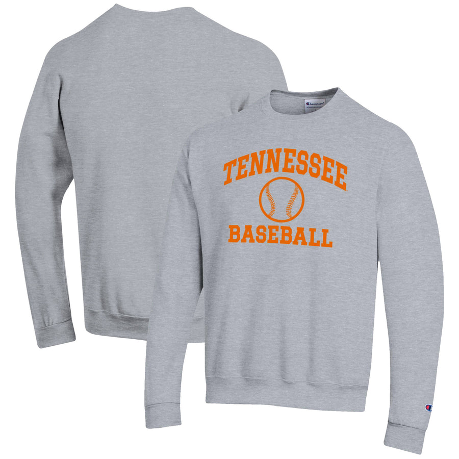 Men's Champion Gray Tennessee Volunteers Baseball Icon Crewneck Pullover Sweatshirt