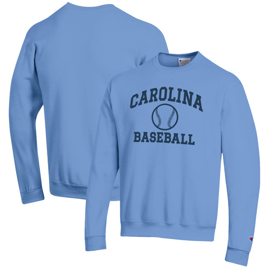 Men's Champion Carolina Blue North Carolina Tar Heels Baseball Icon Crewneck Pullover Sweatshirt