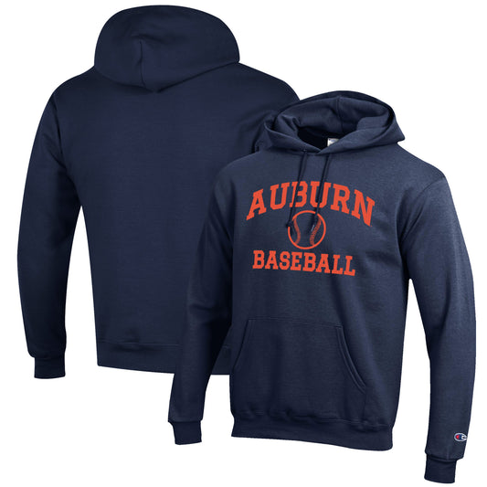 Men's Champion Navy Auburn Tigers Baseball Icon Pullover Hoodie