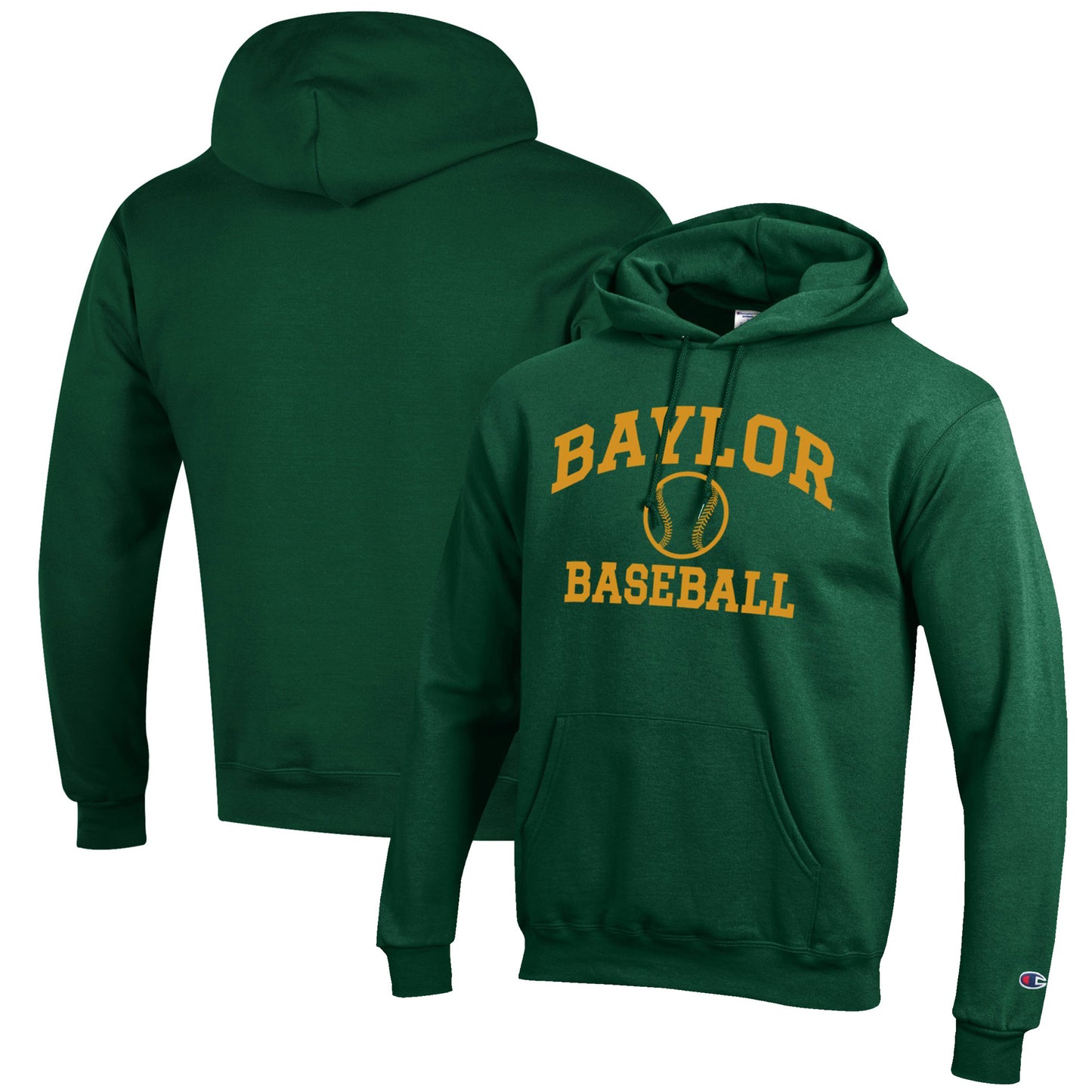 Men's Champion Green Baylor Bears Baseball Icon Pullover Hoodie