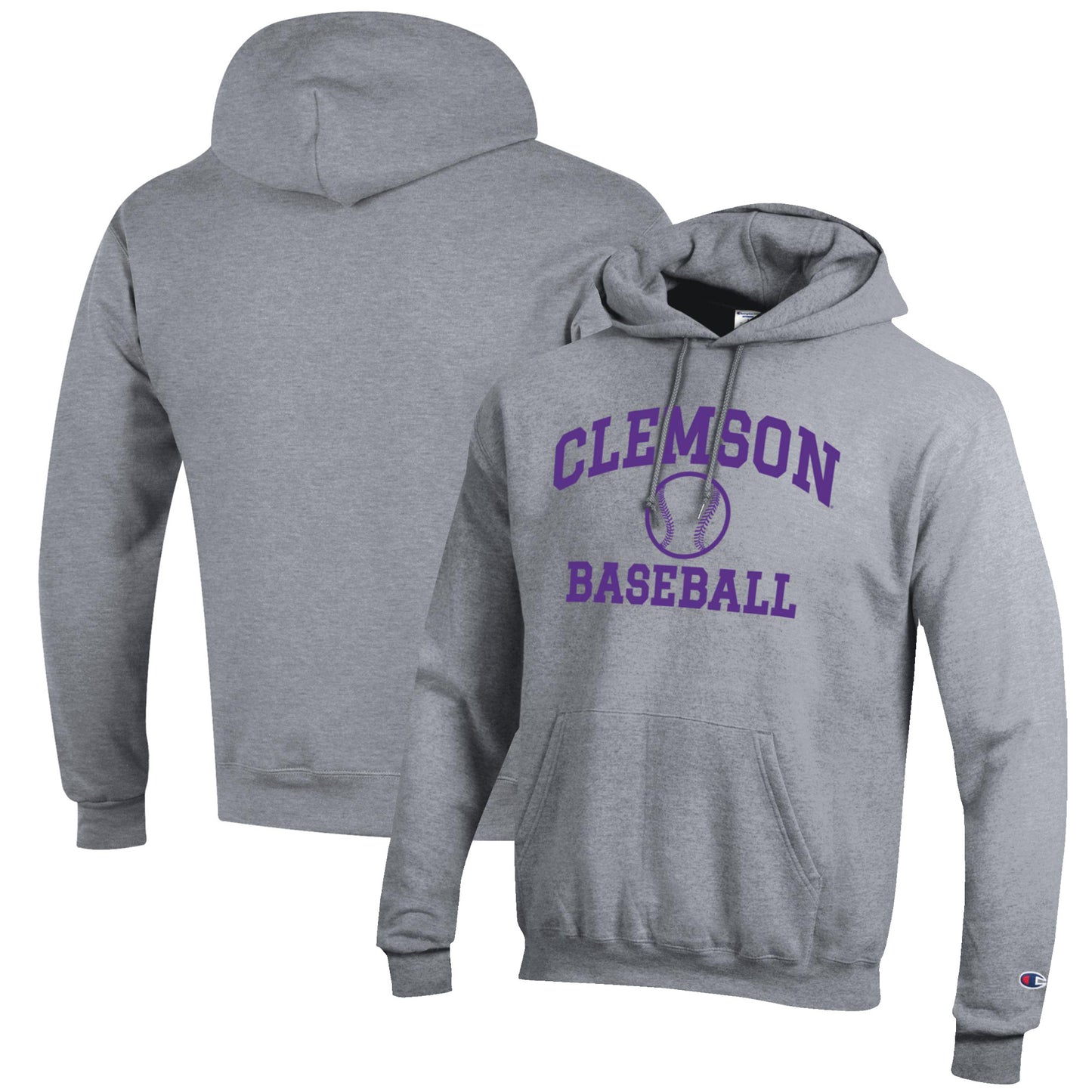 Men's Champion Gray Clemson Tigers Baseball Icon Pullover Hoodie