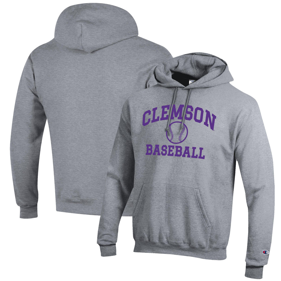 Men's Champion Gray Clemson Tigers Baseball Icon Pullover Hoodie