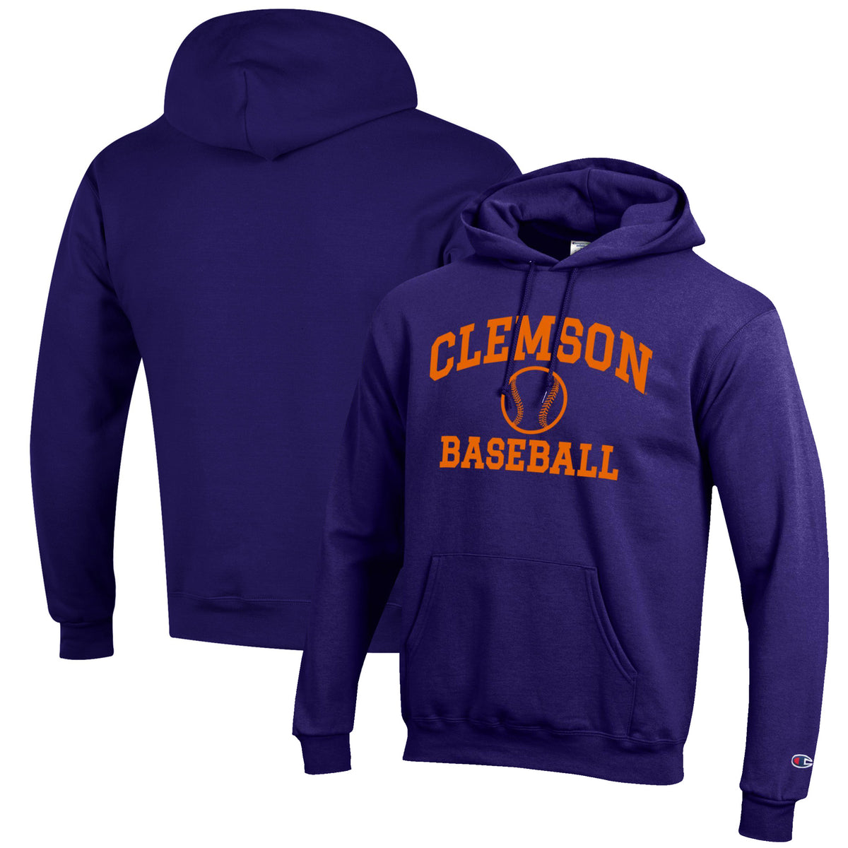 Men's Champion Purple Clemson Tigers Baseball Icon Pullover Hoodie