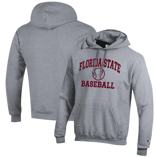 Men's Champion Gray Florida State Seminoles Baseball Icon Pullover Hoodie