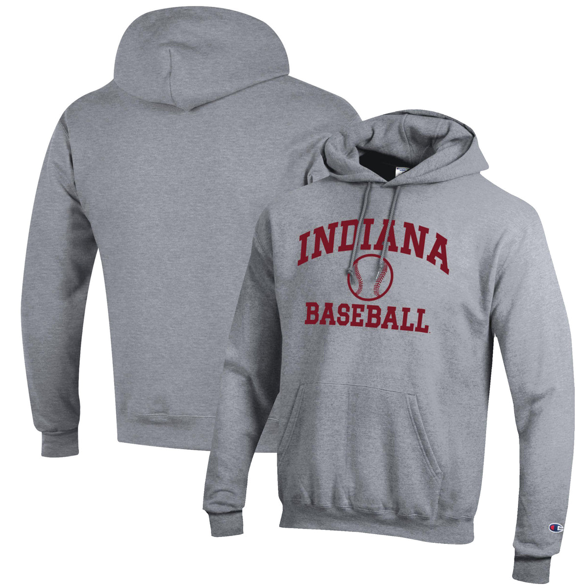 Men's Champion Gray Indiana Hoosiers Baseball Icon Pullover Hoodie