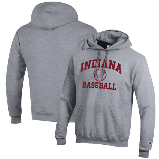 Men's Champion Gray Indiana Hoosiers Baseball Icon Pullover Hoodie