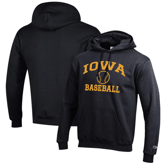 Men's Champion Black Iowa Hawkeyes Baseball Icon Pullover Hoodie