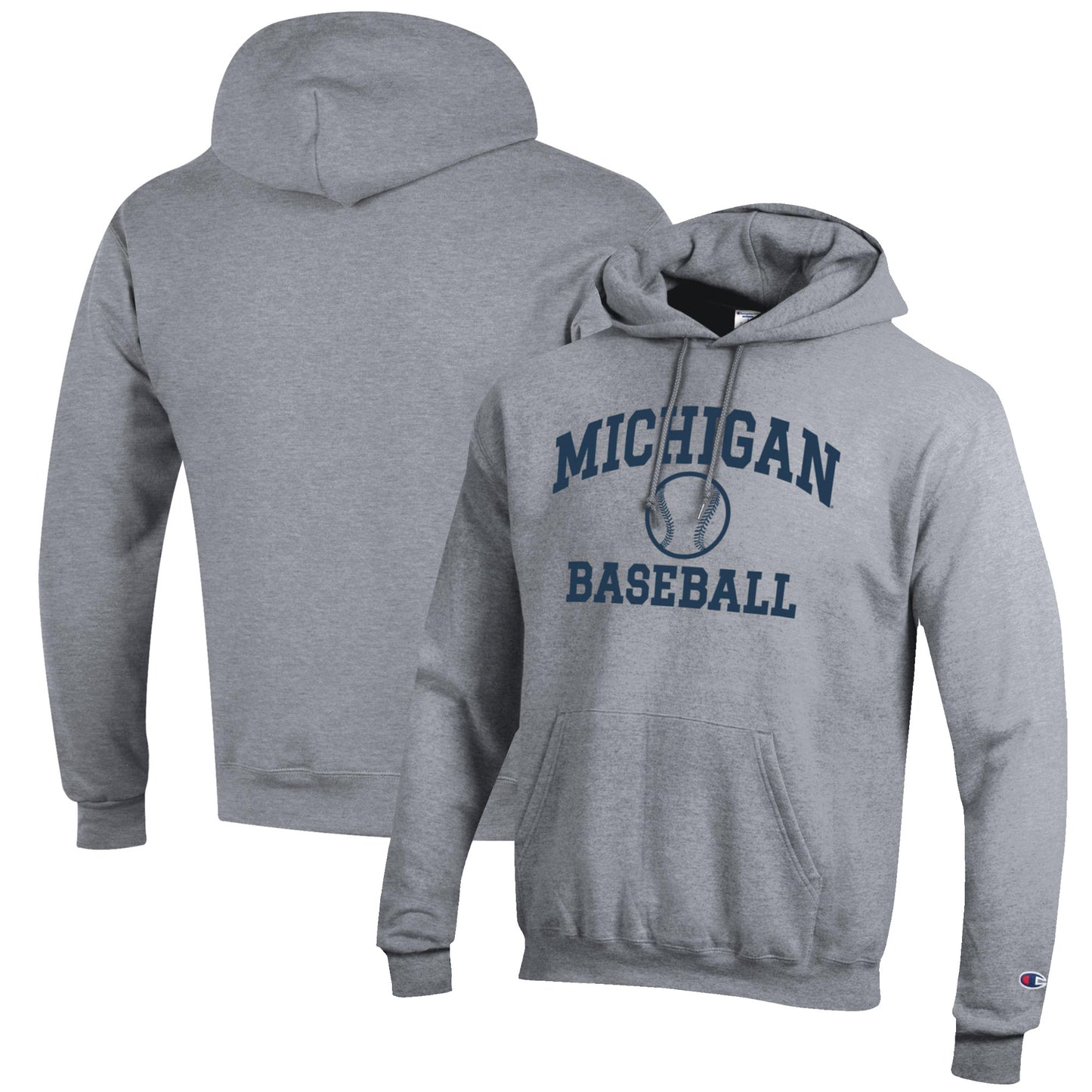 Men's Champion Gray Michigan Wolverines Baseball Icon Pullover Hoodie