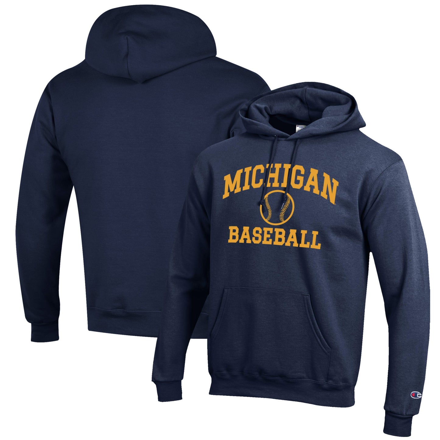 Men's Champion Navy Michigan Wolverines Baseball Icon Pullover Hoodie