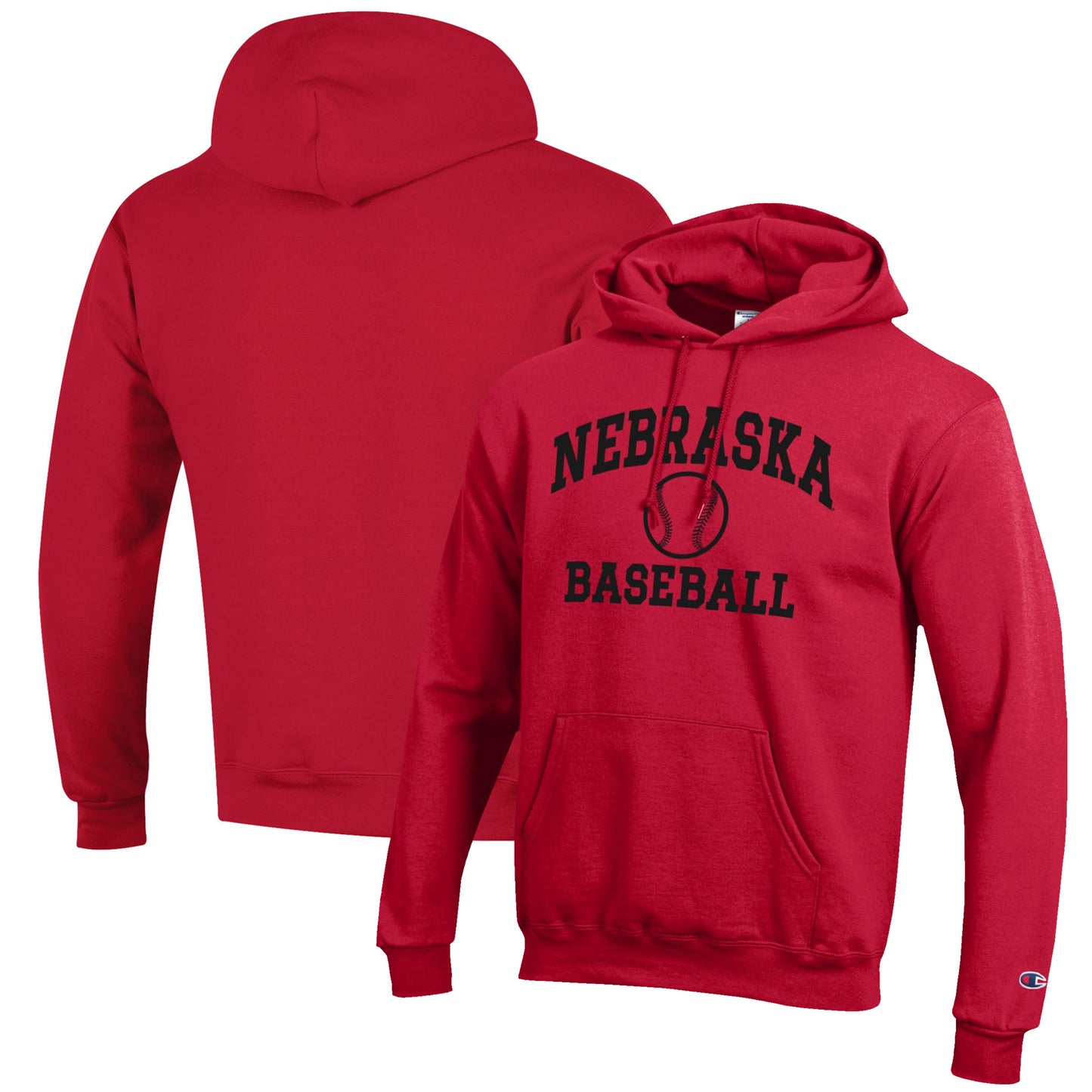 Men's Champion Scarlet Nebraska Huskers Baseball Icon Pullover Hoodie