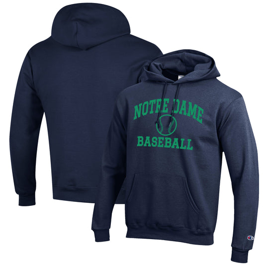 Men's Champion Navy Notre Dame Fighting Irish Baseball Icon Pullover Hoodie