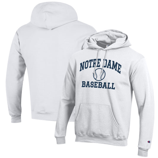 Men's Champion White Notre Dame Fighting Irish Baseball Icon Pullover Hoodie