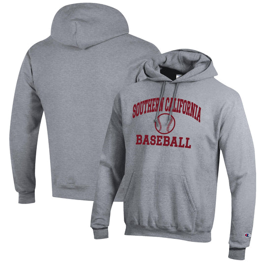 Men's Champion Gray USC Trojans Baseball Icon Pullover Hoodie