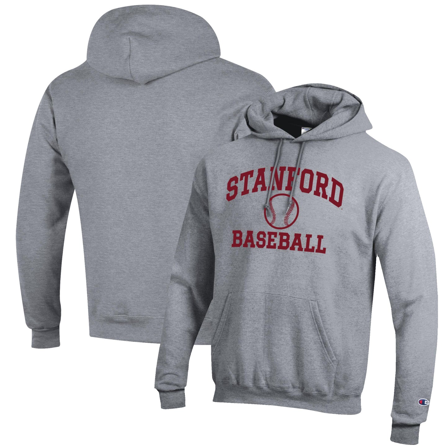 Men's Champion Gray Stanford Cardinal Baseball Icon Pullover Hoodie