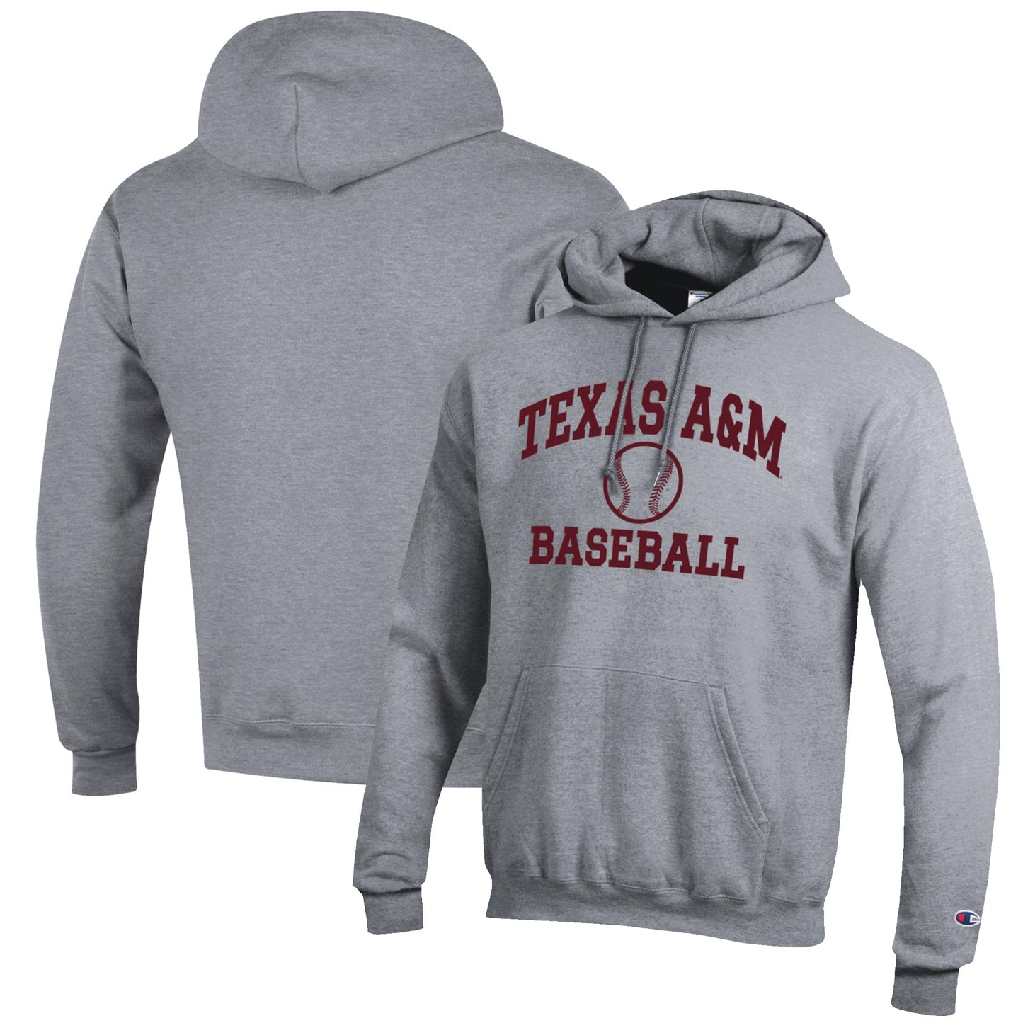 Men's Champion Gray Texas A&M Aggies Baseball Icon Pullover Hoodie