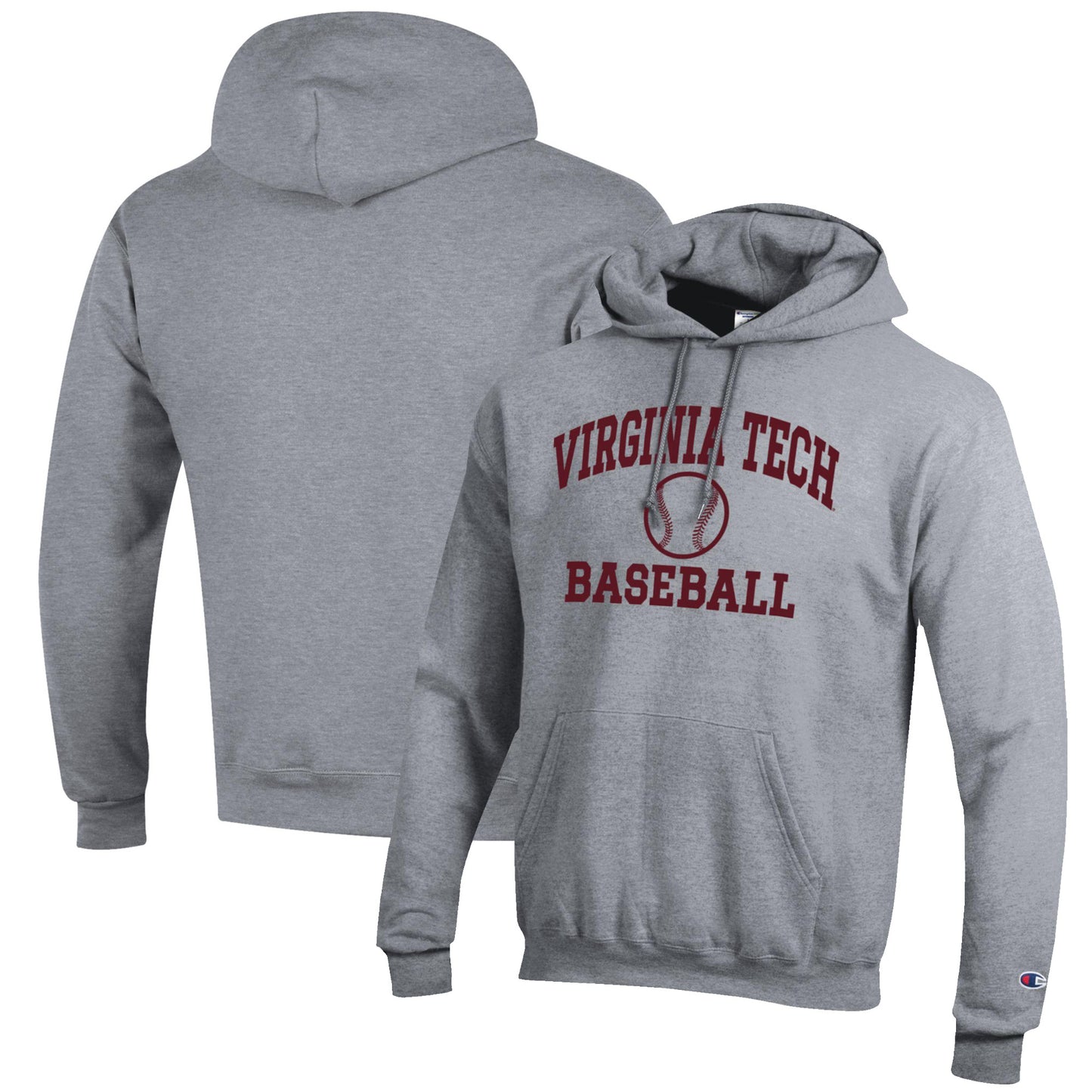 Men's Champion Gray Virginia Tech Hokies Baseball Icon Pullover Hoodie