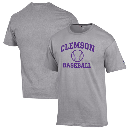 Men's Champion Gray Clemson Tigers Baseball Icon T-Shirt