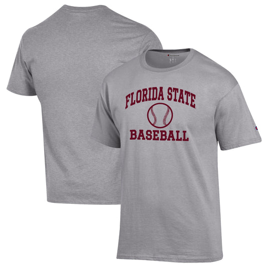 Men's Champion Gray Florida State Seminoles Baseball Icon T-Shirt
