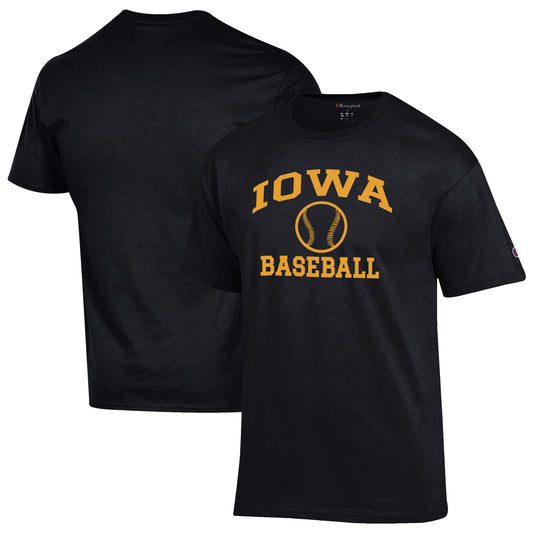 Men's Champion Black Iowa Hawkeyes Baseball Icon T-Shirt