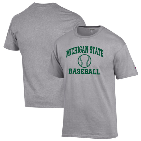 Men's Champion Gray Michigan State Spartans Baseball Icon T-Shirt