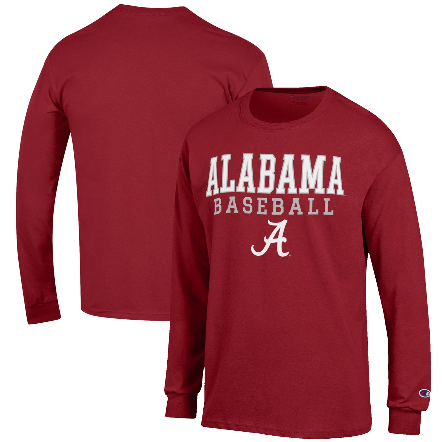 Men's Champion Crimson Alabama Crimson Tide Baseball Stack Long Sleeve T-Shirt