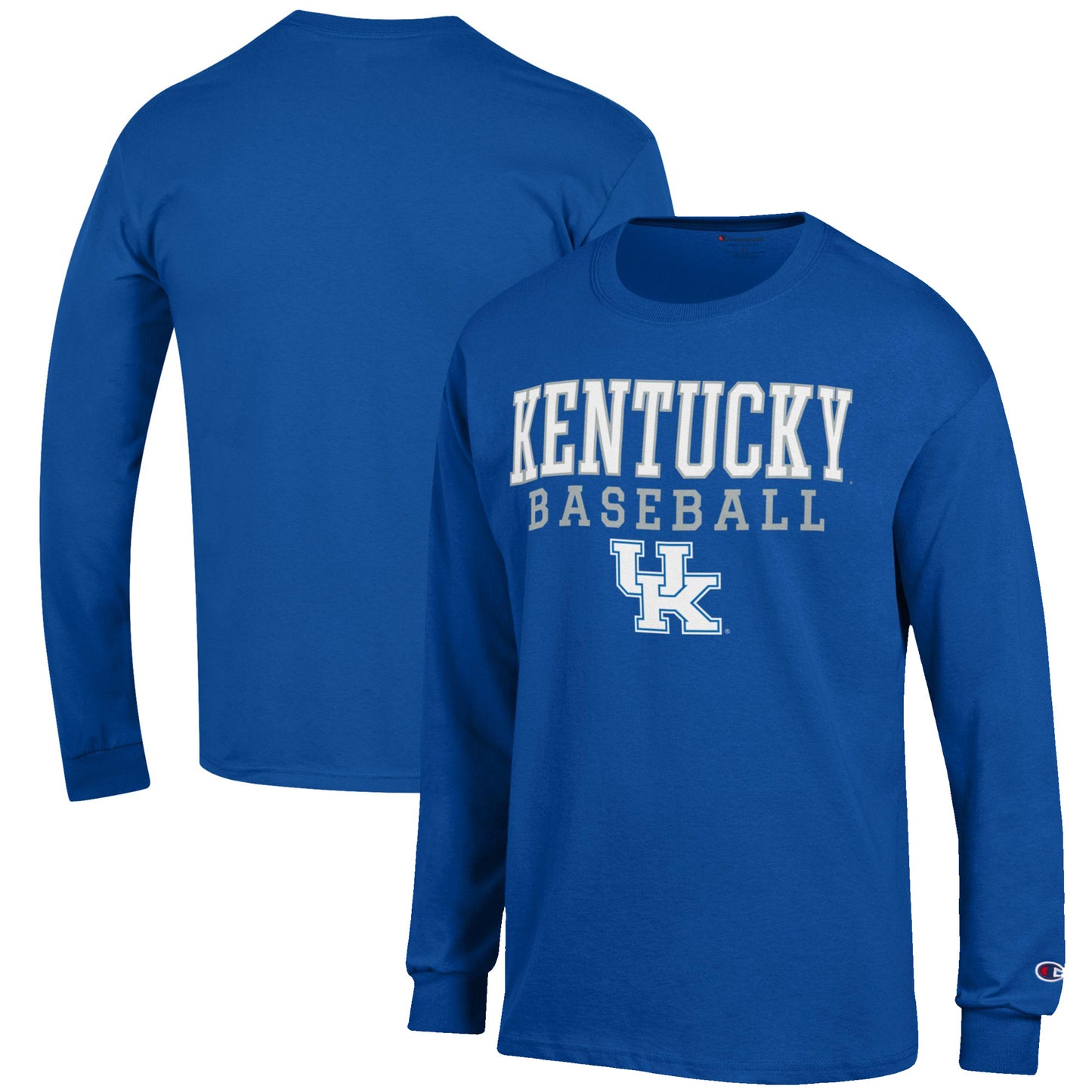 Men's Champion Royal Kentucky Wildcats Baseball Stack Long Sleeve T-Shirt