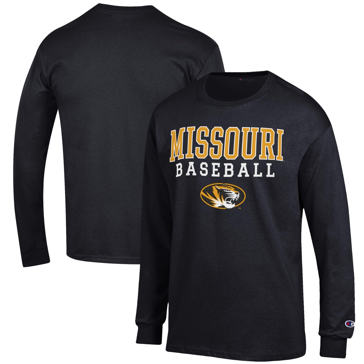 Men's Champion Black Missouri Tigers Baseball Stack Long Sleeve T-Shirt