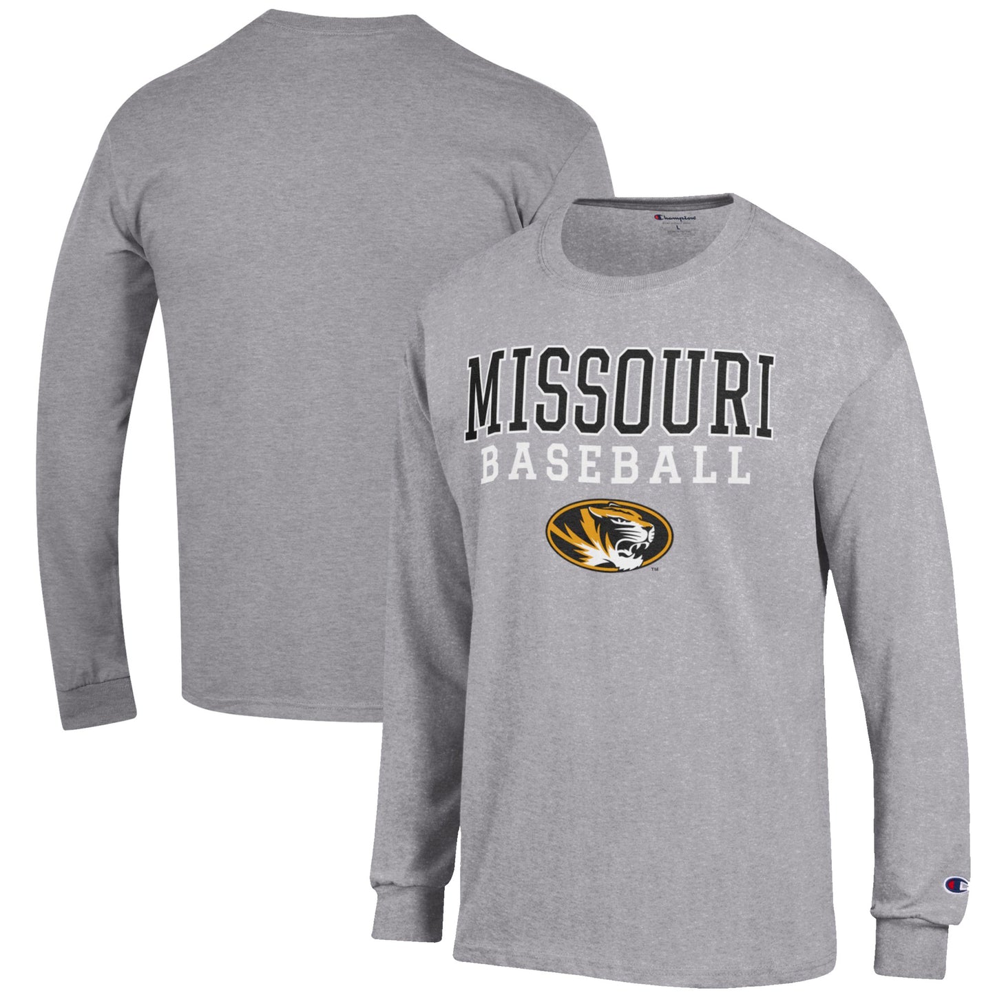 Men's Champion Gray Missouri Tigers Baseball Stack Long Sleeve T-Shirt