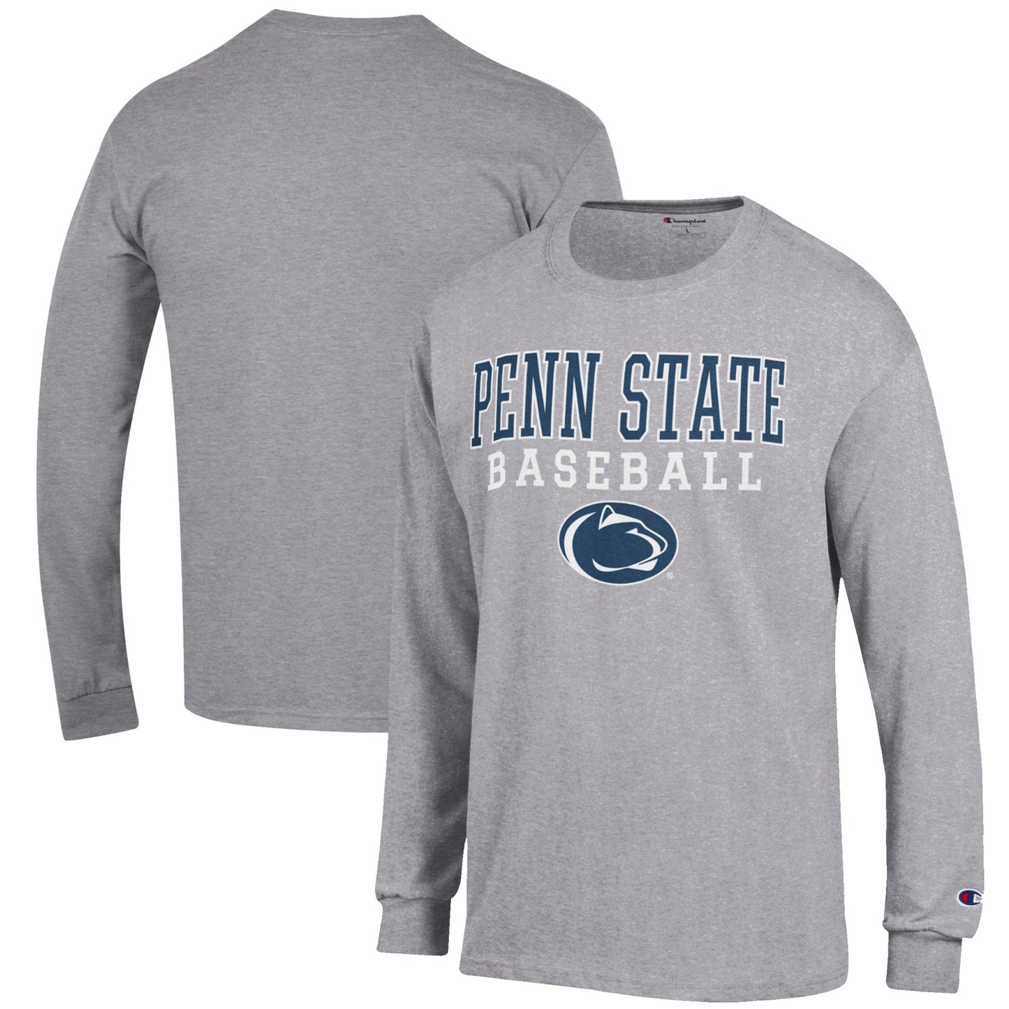Men's Champion Gray Penn State Nittany Lions Baseball Stack Long Sleeve T-Shirt