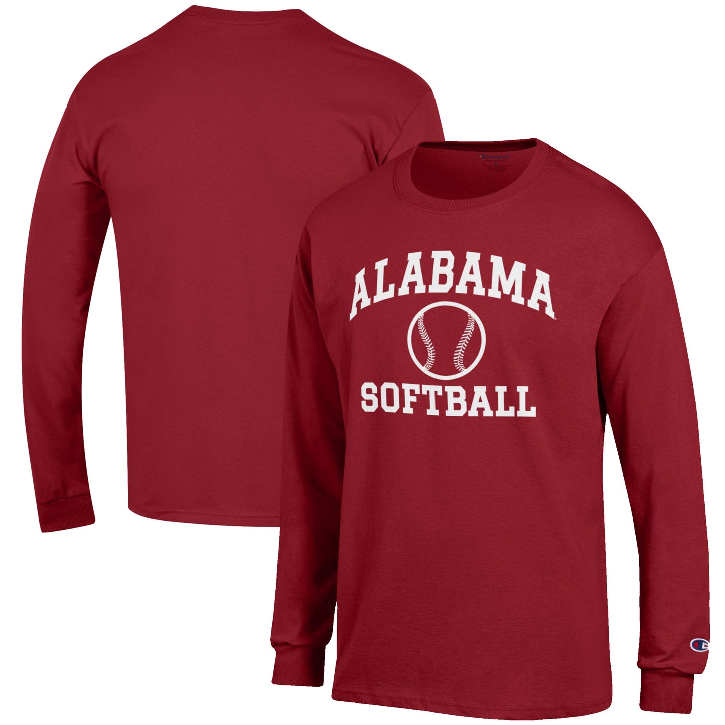 Men's Champion Crimson Alabama Crimson Tide Softball Icon Long Sleeve T-Shirt