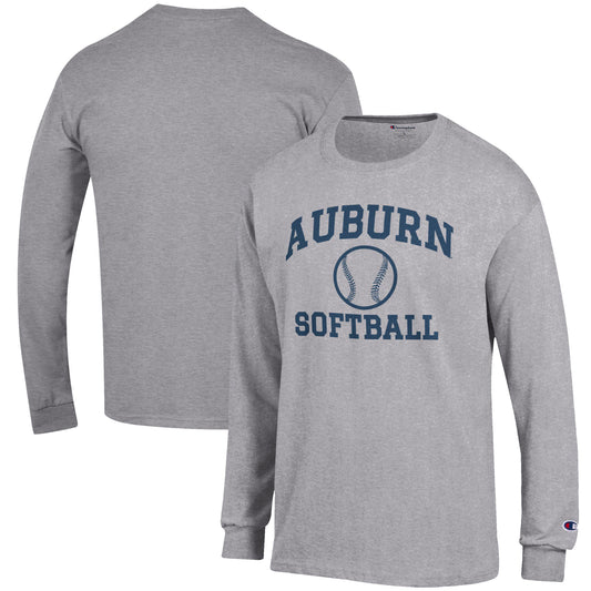 Men's Champion Gray Auburn Tigers Softball Icon Long Sleeve T-Shirt