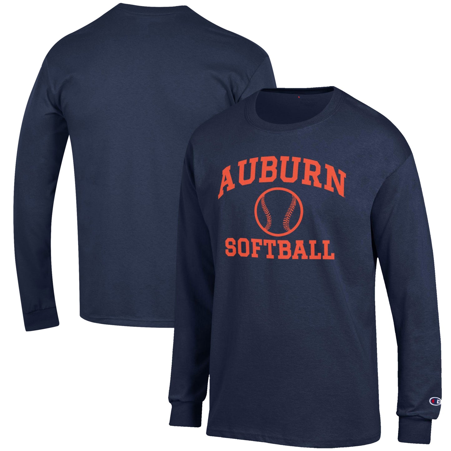 Men's Champion Navy Auburn Tigers Softball Icon Long Sleeve T-Shirt