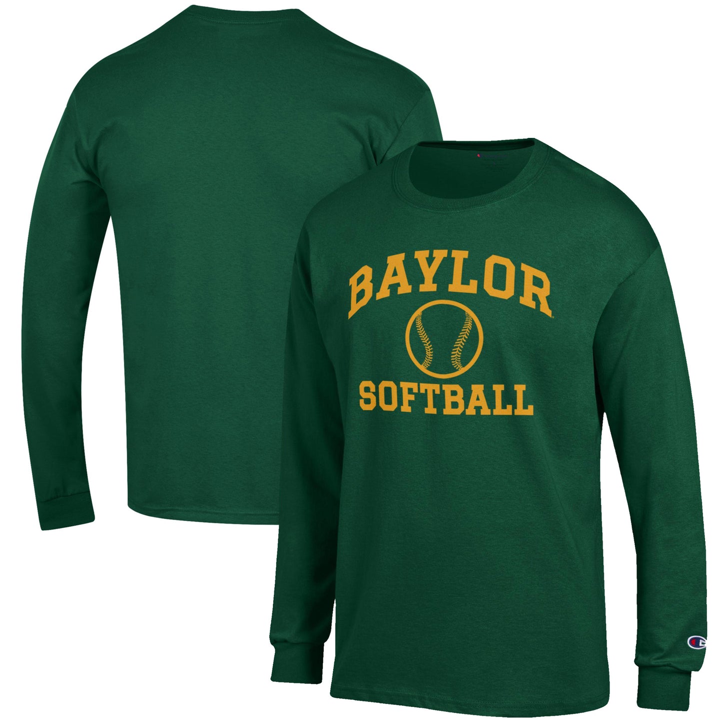 Men's Champion Green Baylor Bears Softball Icon Long Sleeve T-Shirt