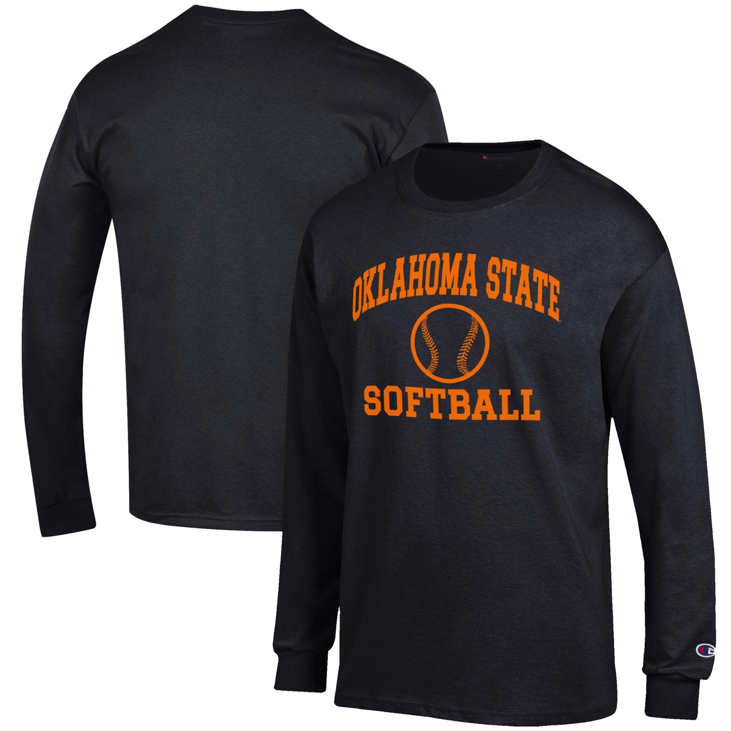 Men's Champion Black Oklahoma State Cowboys Softball Icon Long Sleeve T-Shirt