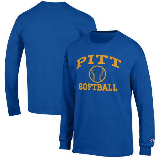 Men's Champion Royal Pitt Panthers Softball Icon Long Sleeve T-Shirt
