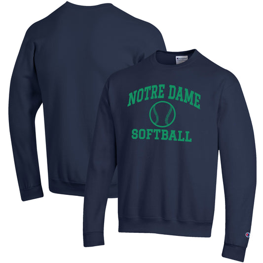 Men's Champion Navy Notre Dame Fighting Irish Softball Icon Crewneck Pullover Sweatshirt